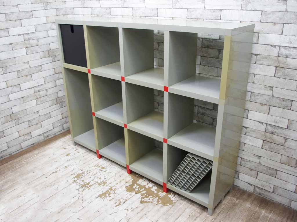 カルテル Kartell シェルビングシステム SHELVING SYSTEM モジュラーブックシェルフ 4×3 BOX付き ジュリオ・ポルヴァラ イタリア ●