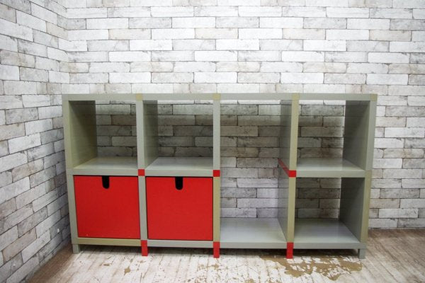 カルテル Kartell シェルビングシステム SHELVING SYSTEM モジュラーブックシェルフ 4×2 BOX付き ジュリオ・ポルヴァラ イタリア ●