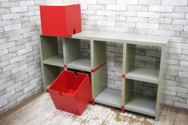 カルテル Kartell シェルビングシステム SHELVING SYSTEM モジュラーブックシェルフ 4×2 BOX付き ジュリオ・ポルヴァラ イタリア ●