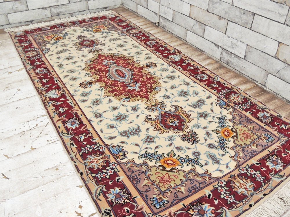 イラン製 ペルシャ絨毯 54万ノット ラグ マット 154×72cm ●