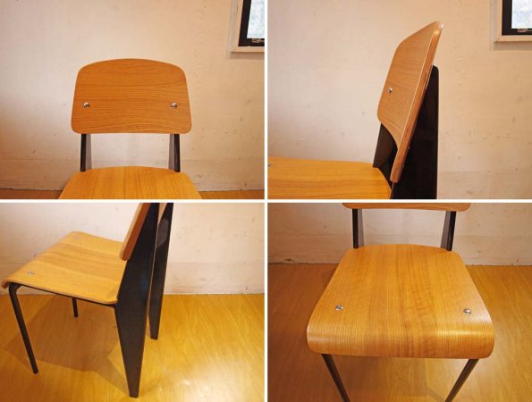 ジャン プルーヴェ スタンダードチェア Standardchair リプロダクト オーク × ブラック A★