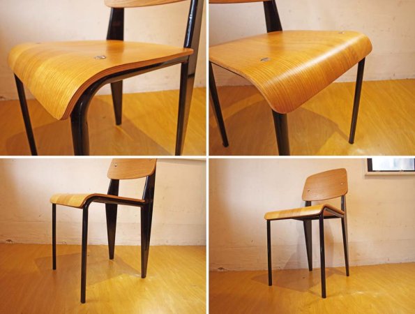 ジャン プルーヴェ スタンダードチェア Standardchair リプロダクト オーク × ブラック A★