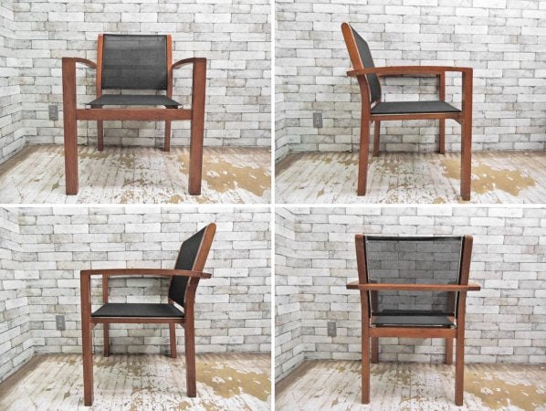 USビンテージ ガーデンチェア スタッキングチェア オーク材 メッシュシート B ●