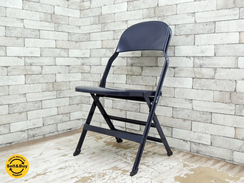 クラリン CLARIN オールスチール フォールディングチェア ALL STEEL FOLDING CHAIR エーシェイプ A shape ネイビー A ●