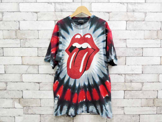 ザ・ローリングストーンズ THE ROLLING STONES 90'sビンテージ Tシャツ タイダイ染め LIQUID BLUE Lサイズ シングルステッチ 希少 ●