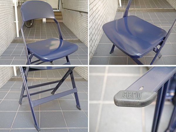 クラリン CLARIN オールスチール フォールディングチェア ALL STEEL FOLDING CHAIR エーシェイプ A shape ネイビー A ■