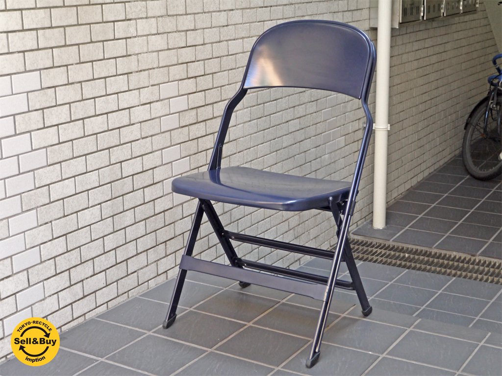 クラリン CLARIN オールスチール フォールディングチェア ALL STEEL FOLDING CHAIR エーシェイプ A shape ネイビー B ■