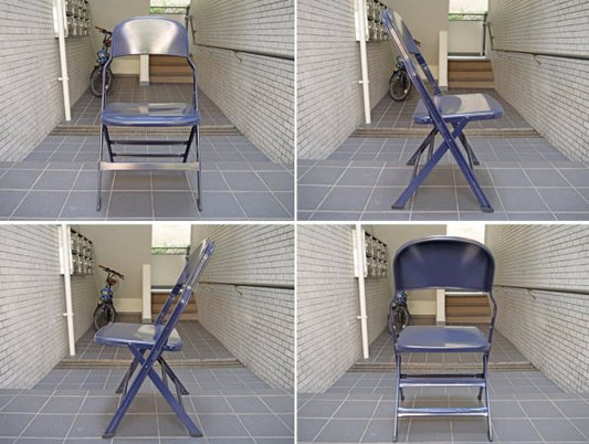 クラリン CLARIN オールスチール フォールディングチェア ALL STEEL FOLDING CHAIR エーシェイプ A shape ネイビー B ■