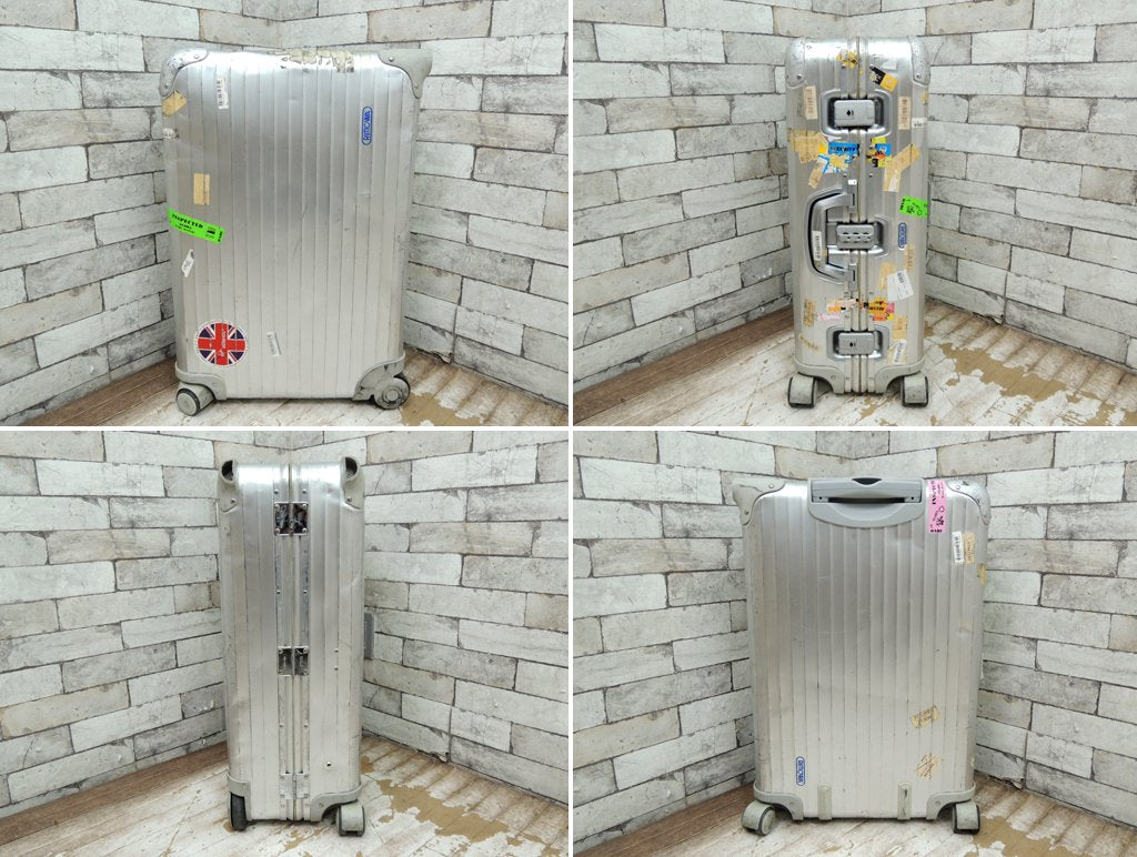 リモワ RIMOWA トパーズ TOPAS 4輪 アルミ スーツケース キャリーケース 青ロゴ 鍵付き ●