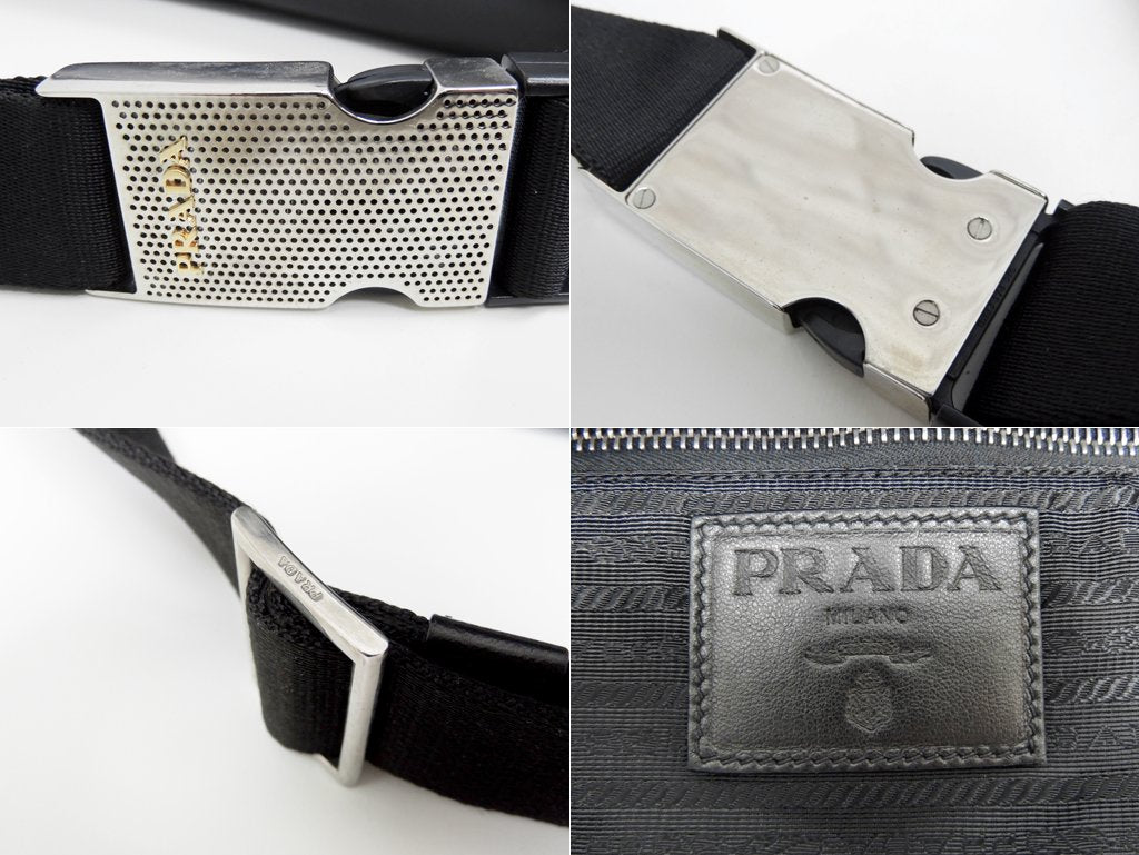 プラダ PRADA ラムレザー ショルダーバッグ メッセンジャーバッグ ブラック 正規品 ●