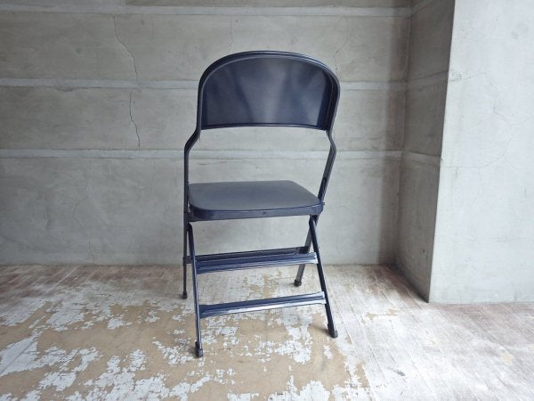 クラリン CLARIN オールスチール フォールディングチェア ALL STEEL FOLDING CHAIR エーシェイプ A shape ネイビー B♪