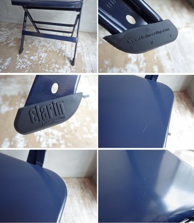 クラリン CLARIN オールスチール フォールディングチェア ALL STEEL FOLDING CHAIR エーシェイプ A shape ネイビー B♪