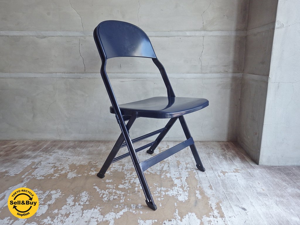 クラリン CLARIN オールスチール フォールディングチェア ALL STEEL FOLDING CHAIR エーシェイプ A shape ネイビー A♪