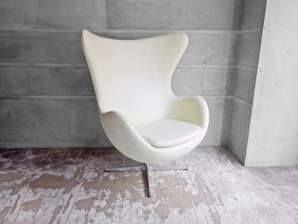 アルネ・ヤコブセン Arne Jacobsen エッグチェア Egg chair リプロダクト品 合皮 アイボリー ♪