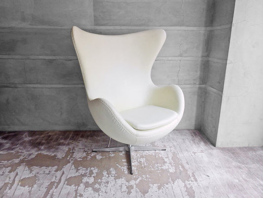 アルネ・ヤコブセン Arne Jacobsen エッグチェア Egg chair リプロダクト品 合皮 アイボリー ♪