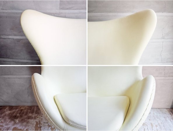 アルネ・ヤコブセン Arne Jacobsen エッグチェア Egg chair リプロダクト品 合皮 アイボリー ♪