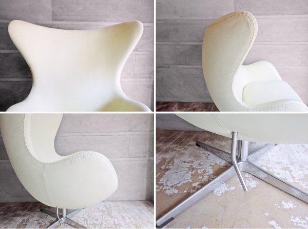 アルネ・ヤコブセン Arne Jacobsen エッグチェア Egg chair リプロダクト品 合皮 アイボリー ♪