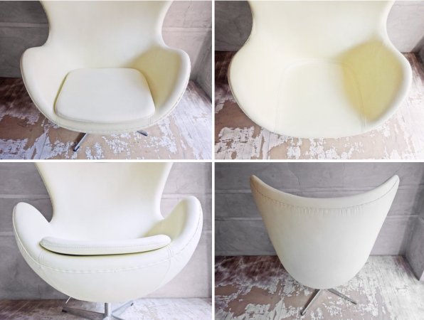 アルネ・ヤコブセン Arne Jacobsen エッグチェア Egg chair リプロダクト品 合皮 アイボリー ♪