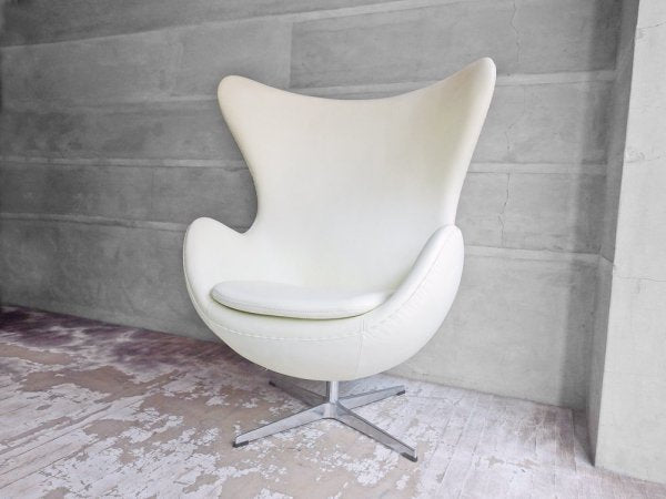 アルネ・ヤコブセン Arne Jacobsen エッグチェア Egg chair リプロダクト品 合皮 アイボリー ♪