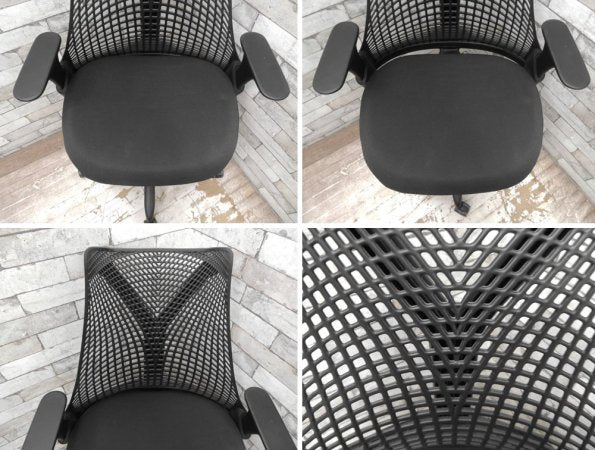 ハーマンミラー Herman Miller セイルチェア SAYL Chair サスペンション ミドルバック アジャスターダブルアーム リクイライニング 前傾チルト ブラックフレーム ●