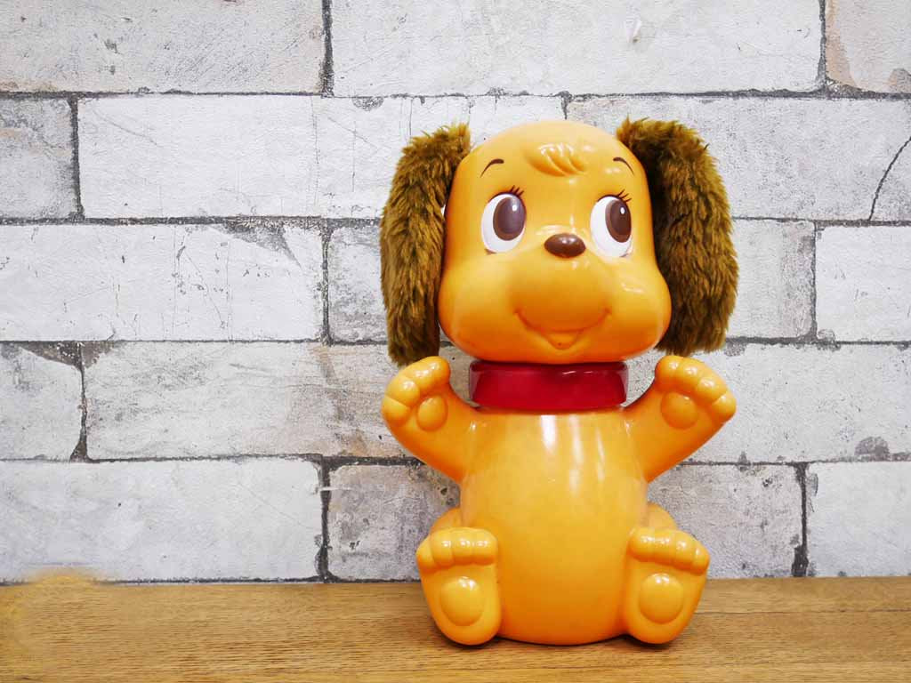 野村トーイ CBS TOYS 昭和レトロ 犬のソフビ人形 首可動式 フィギュア ●