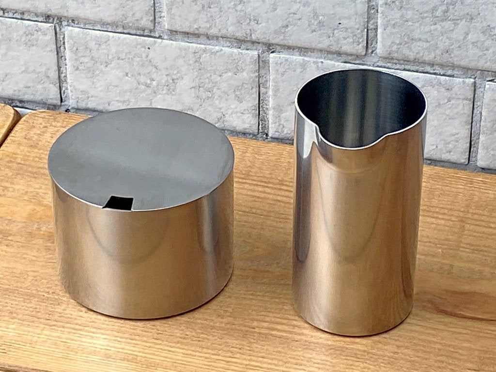 ステルトンStelton シリンダライン Cylinda Line シュガーボウル＆クリーマー セット 箱付 アルネ・ヤコブセン Arne Jacobsen 北欧 デンマーク ■