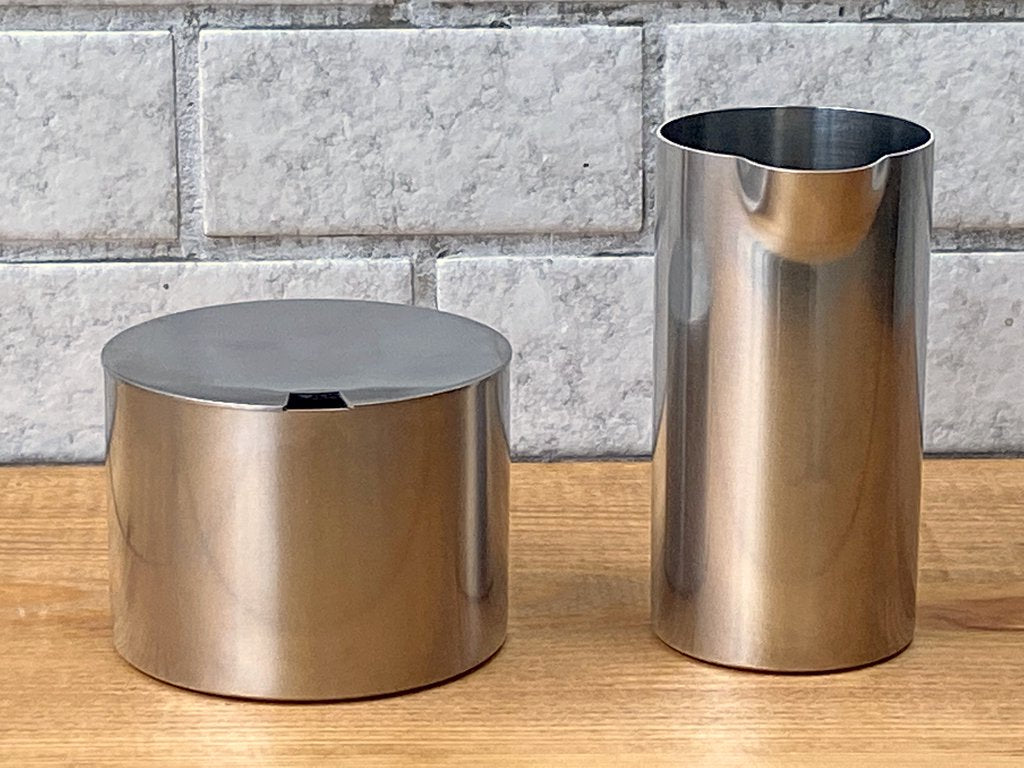 ステルトンStelton シリンダライン Cylinda Line シュガーボウル＆クリーマー セット 箱付 アルネ・ヤコブセン Arne Jacobsen 北欧 デンマーク ■