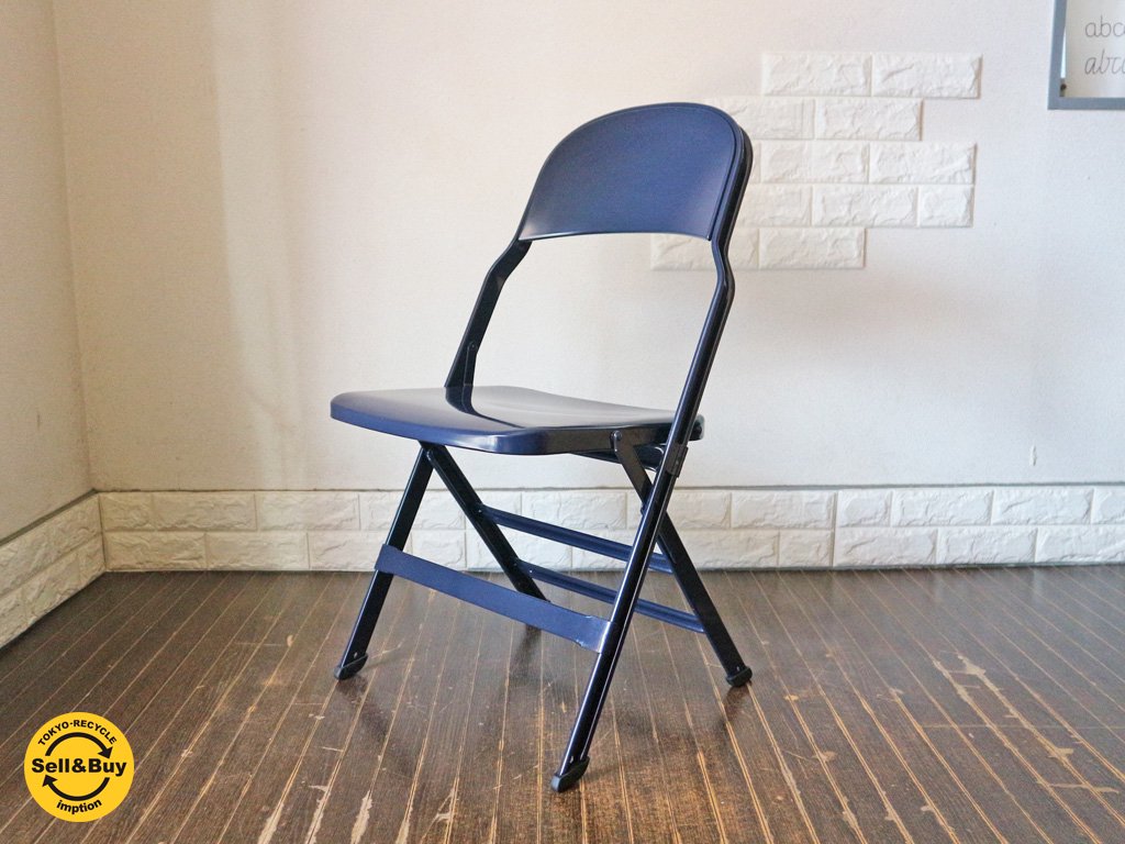 クラリン CLARIN オールスチール フォールディングチェア ALL STEEL FOLDING CHAIR エーシェイプ A shape ネイビー A ◎