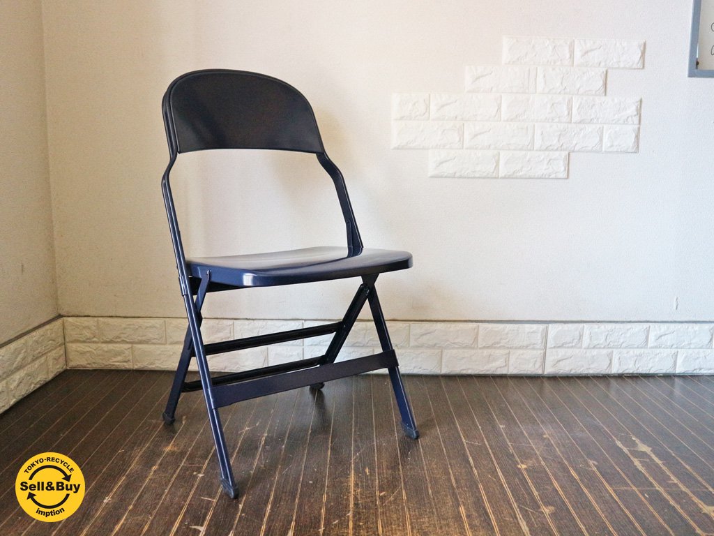 クラリン CLARIN オールスチール フォールディングチェア ALL STEEL FOLDING CHAIR エーシェイプ A shape ネイビー B ◎