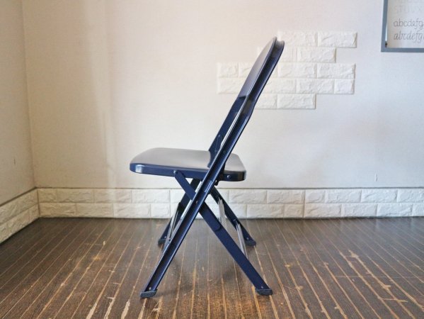 クラリン CLARIN オールスチール フォールディングチェア ALL STEEL FOLDING CHAIR エーシェイプ A shape ネイビー B ◎