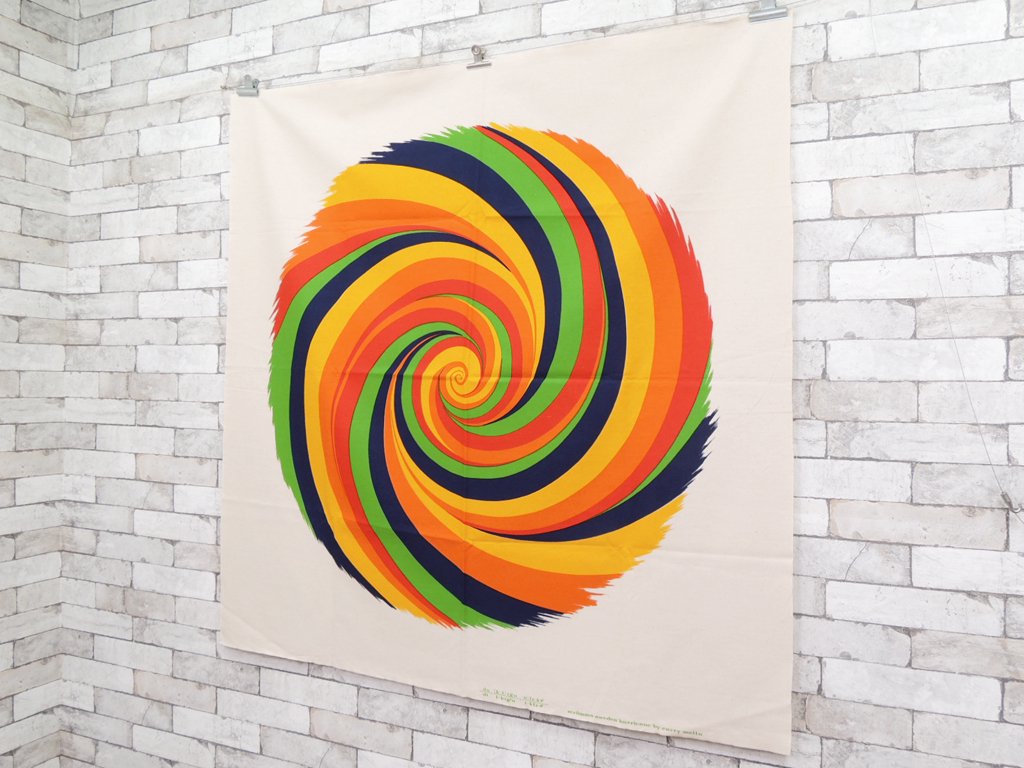 Strömma Sweden ハリケーン Hurricane ビンテージ ファブリック Curry Melin 125×126cm ミッドセンチュリー ●