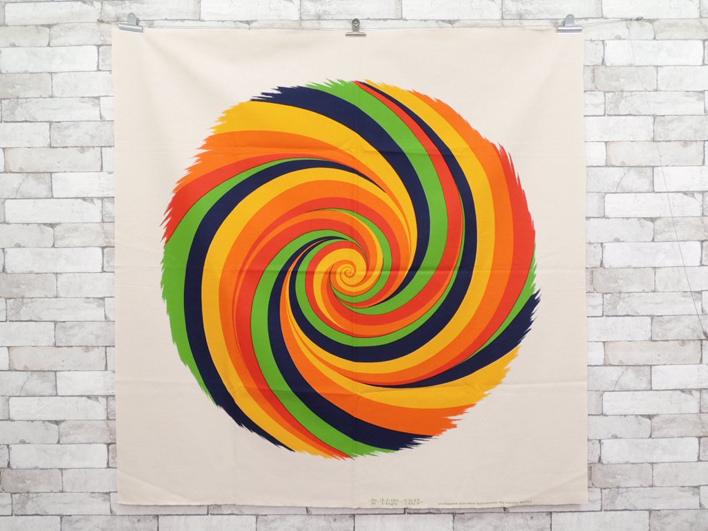 Strömma Sweden ハリケーン Hurricane ビンテージ ファブリック Curry Melin 125×126cm ミッドセンチュリー ●