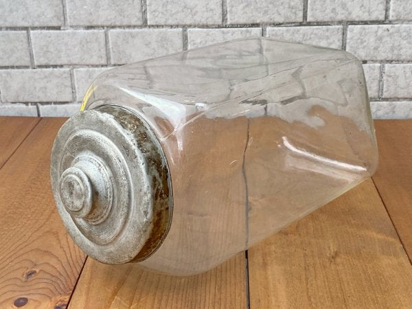 昭和レトロ 駄菓子瓶 キャニスター 6連 古ガラス×アルミ蓋 ビンテージ 希少珍品 ■