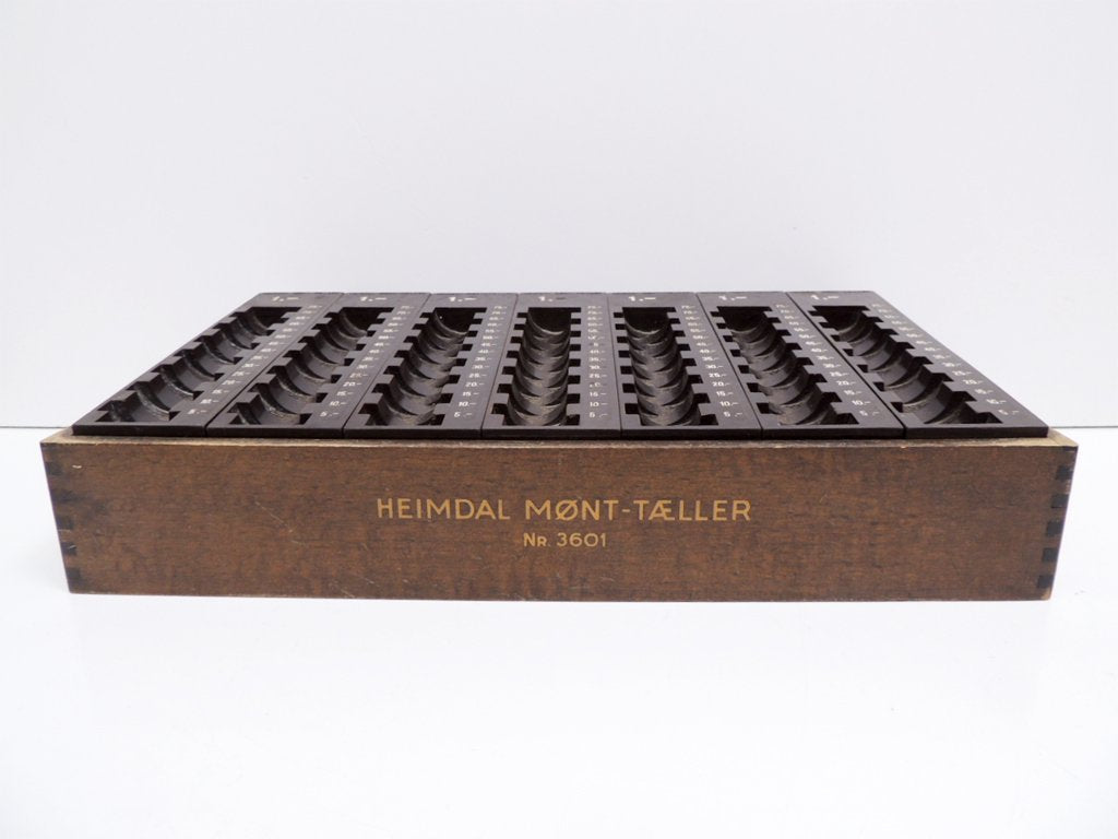 Heimdal Mønt-taeller ビンテージ コインカウンター コインター 木製トレイ付き デンマーク 北欧雑貨 什器 ●