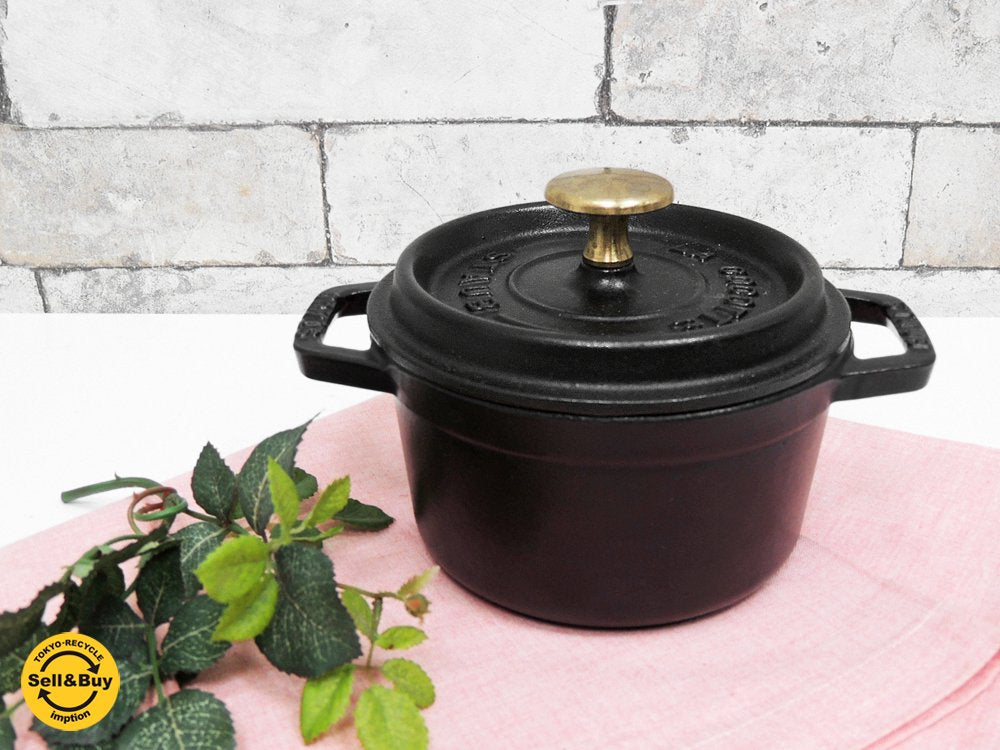 ストウブ Staub ピコ ココット ラウンド 両手鍋 ホーロー鍋 ブラック 14cm ●