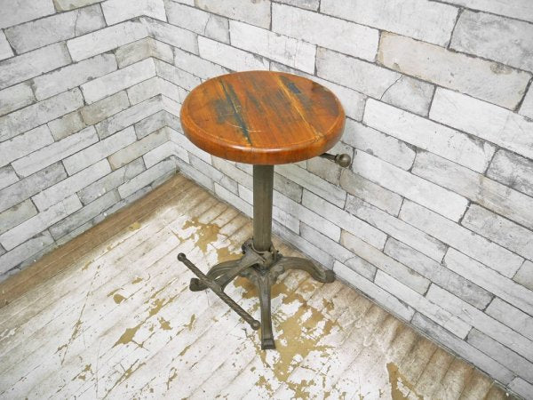 ダルトン DULTON バースツール BAR STOOL アンティークブラック アイアン × リサイクルウッド インダストリアル A ●