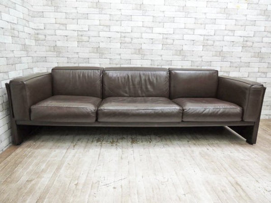 カッシーナ Cassina デュック 3人掛けソファ 405-3P DUC マリオ・ベリーニ Mario Bellini 本革 定価140万円以上 ●