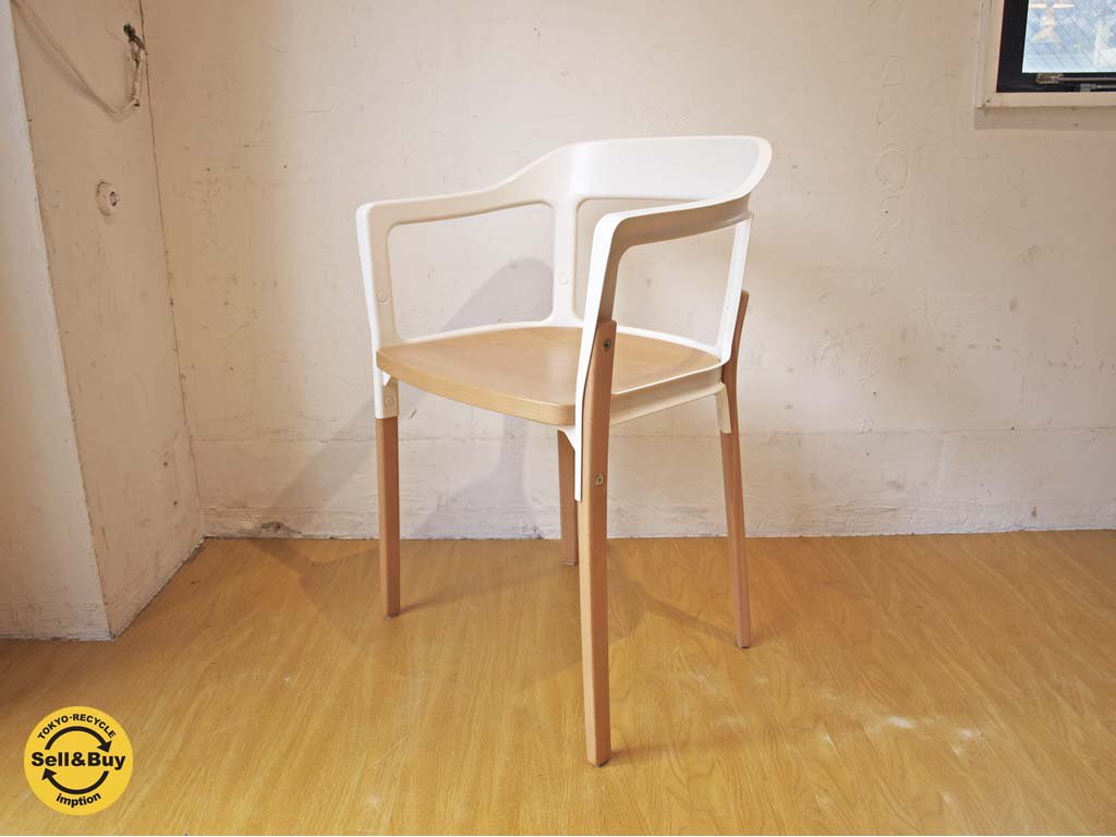 マジス Magis スティールウッドチェア Steelwood Chair ホワイト×ビーチ材 Ronan & Erwan Bouroullec ブルレック A 美品 ★