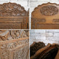 ビンテージスタイル 木製 パーテーション スクリーンパネル 4連 木彫り インド購入 アジアン家具 ●