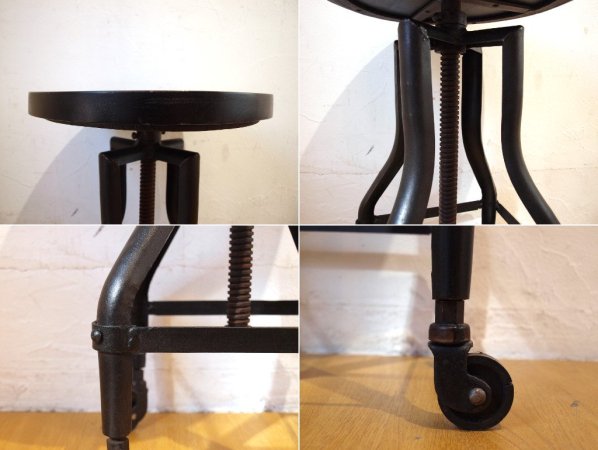 ジャーナルスタンダードファニチャー journal standard Furniture BRUGES CASTER STOOL スツール ウッド×アイアン キャスター ★