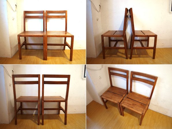 チーク無垢材 teak wood ダイニングチェア 2脚セット アジアンチーク カントリースタイル ★