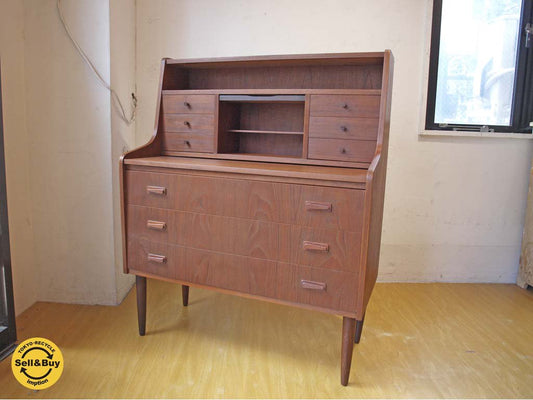 北欧ビンテージ デンマーク ドレッシングミラー付 ライティングビューロー Writing bureau with dressing mirror チーク材 ★