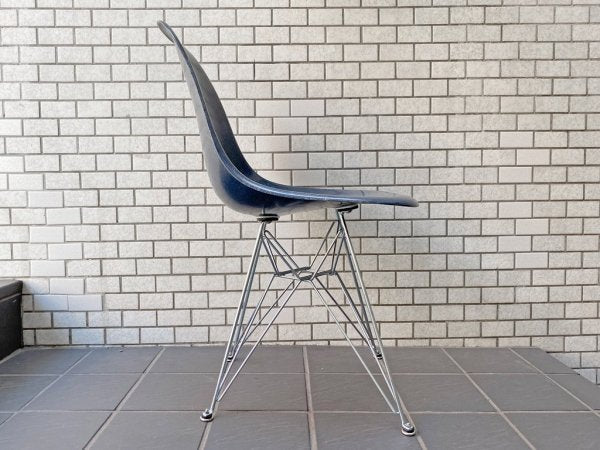 ハーマンミラー Herman Miller サイドシェルチェア 現行 FRP製 ブルー エッフェルベース イームズ ミッドセンチュリー ■