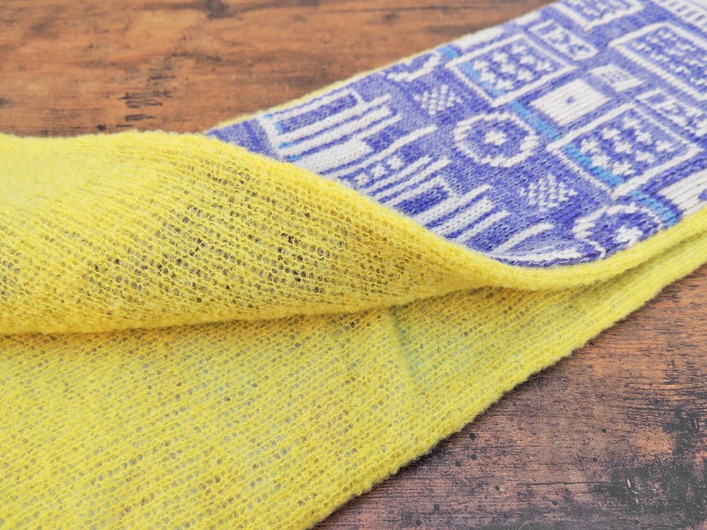 紀編物製作 ハンドメイド ニット編み工房 マフラ― 本棚 菫色×薄桃色 新品 ●