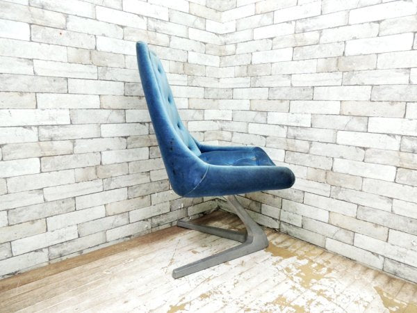 クロームクラフト CHROMECRAFT ユニコーンチェア Unicorn chair ブルー ベロア生地 ウラジミール・ケーガン Vladimir Kagan スタートレック ビンテージ ●