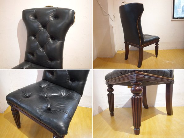 ラルフ ローレン ホーム RALPH LAUREN HOME テルフォードダイニングチェア Telford dining chair ハイバック タフテッドレザー スタッズ 希少 アメリカ ★