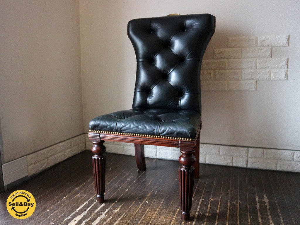 ラルフローレン ホーム RALPH LAUREN HOME ヘンレドン ダイニングチェア Telford dining chair ハイバック タフテッドレザー スタッズ 希少 アメリカ ◎