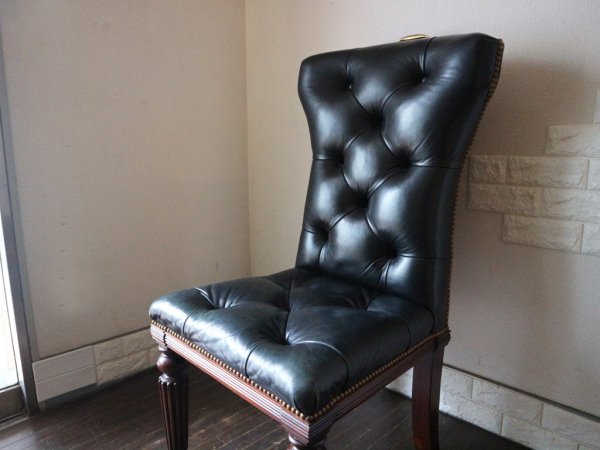 ラルフローレン ホーム RALPH LAUREN HOME ヘンレドン ダイニングチェア Telford dining chair ハイバック タフテッドレザー スタッズ 希少 アメリカ ◎
