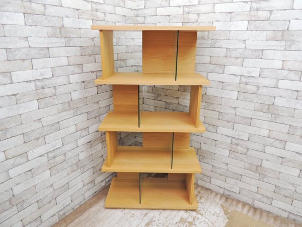 ウニコ unico パラレ PARALLE トールシェルフ tall shelf 5段 W800 オーク材 ガラス 廃盤 ナチュラル ●