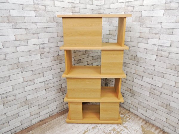 ウニコ unico パラレ PARALLE トールシェルフ tall shelf 5段 W800 オーク材 ガラス 廃盤 ナチュラル ●